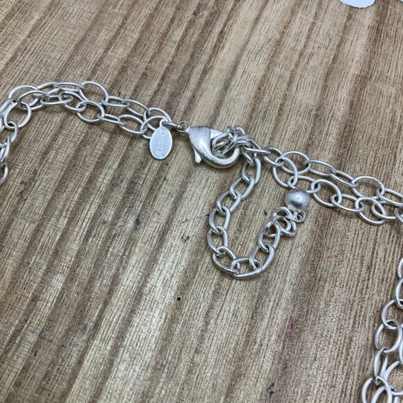 Chico's Blue Dangling Silver Tone Circles Necklace - Picture 3 of 5